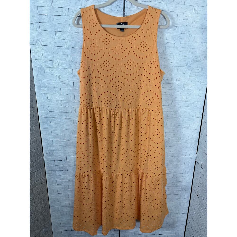 Gg By Giuliana Womens Dress Maxi Teared‎ Lined Eyelet Packets Summer Plus Size ￼